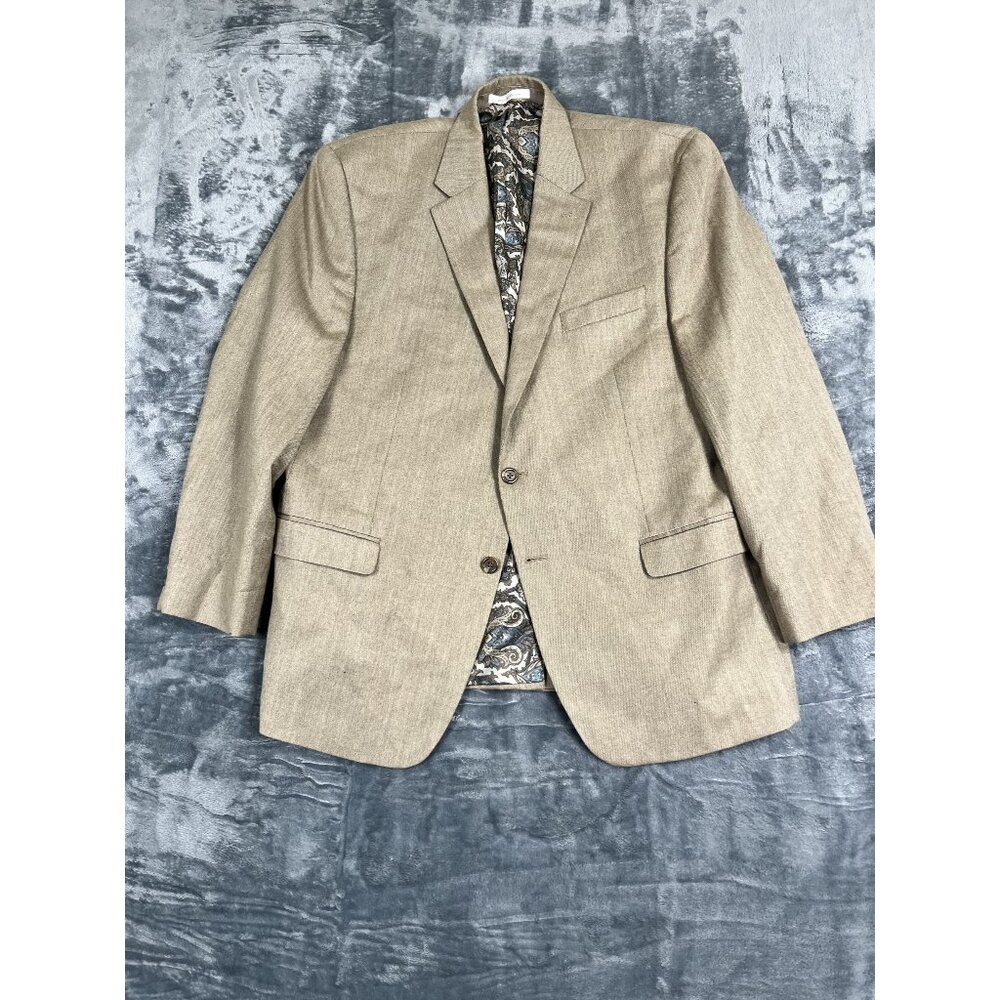Chaps Mens Tan Blazer Size 46 Regular Fit With Paisley Lining